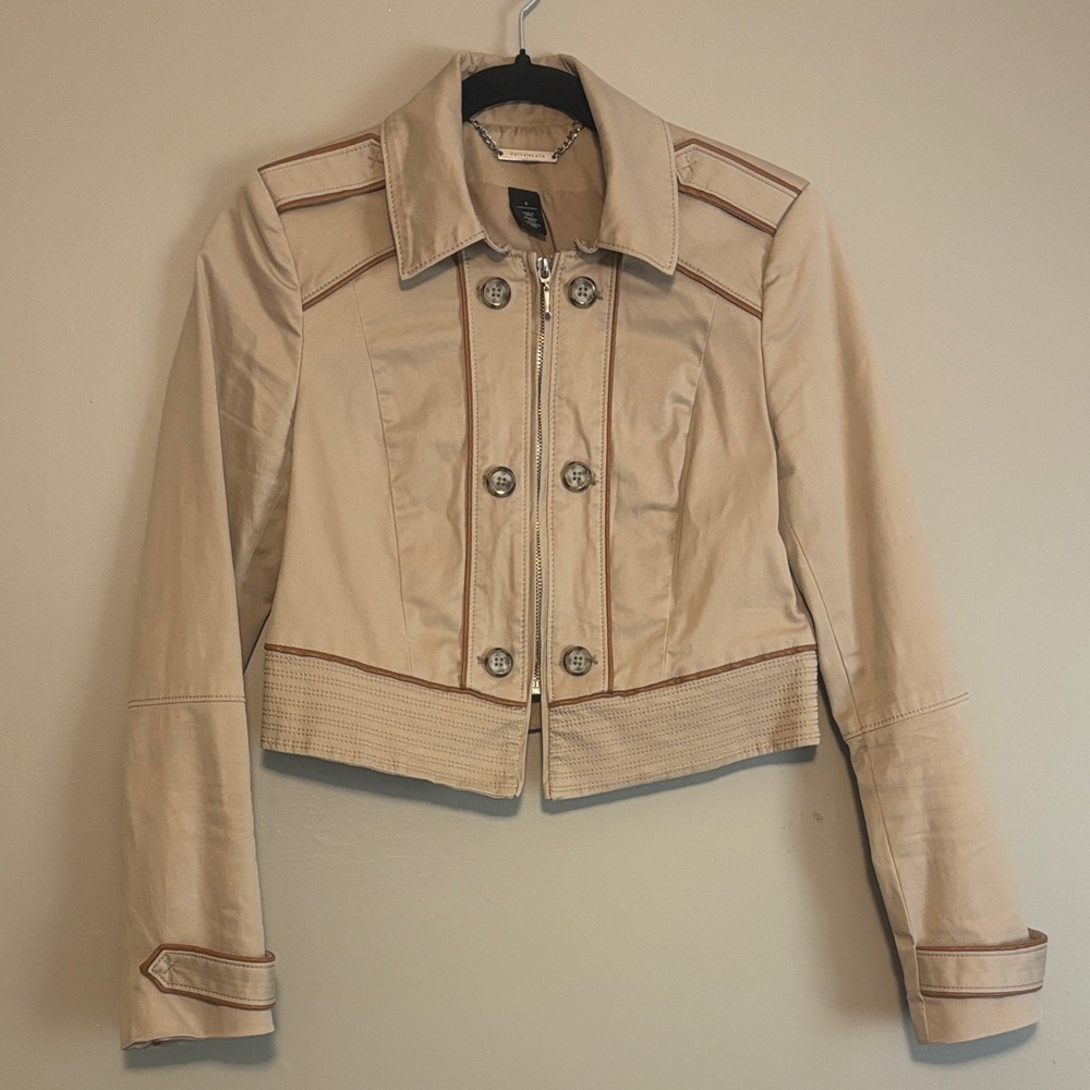 White House Black Market Beige Cropped Jacket - Size 4